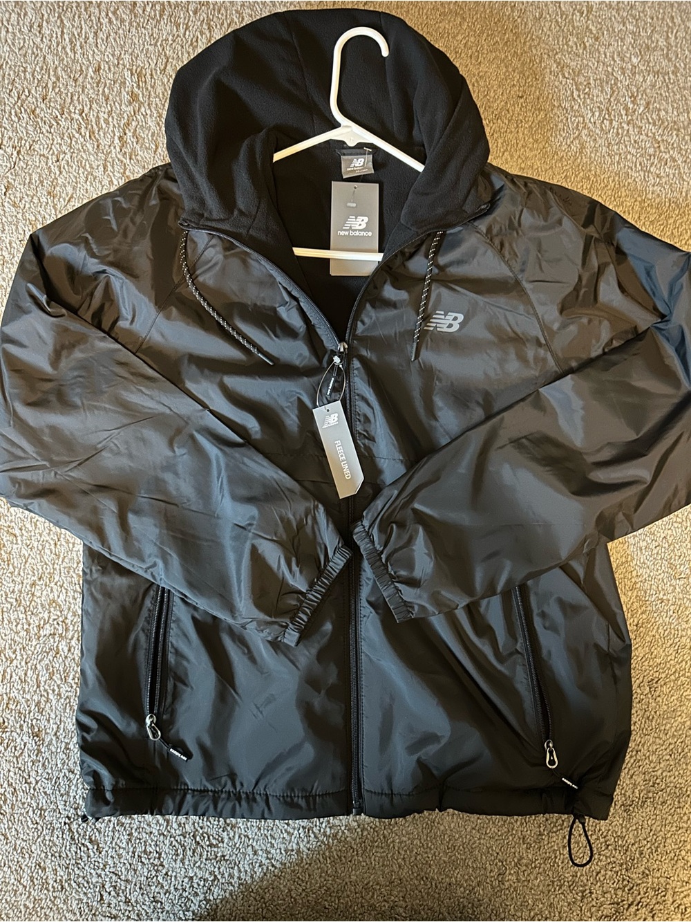 New Balance Fleece Lined Hooded Jacket Black Medium New!!